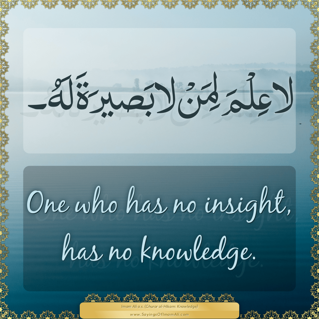 One who has no insight, has no knowledge.